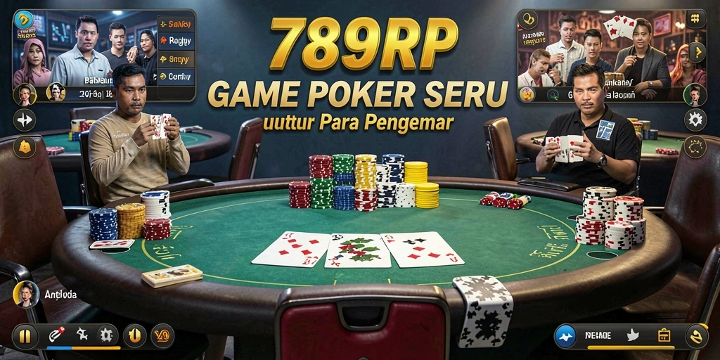 Screenshot gameplay Poker seru di 789RP dengan berbagai meja dan pemain.