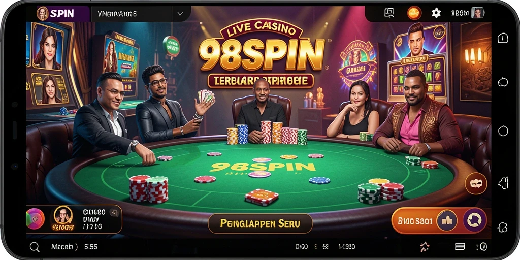 Tampilan permainan Live Casino di 98SPIN dengan dealer profesional.