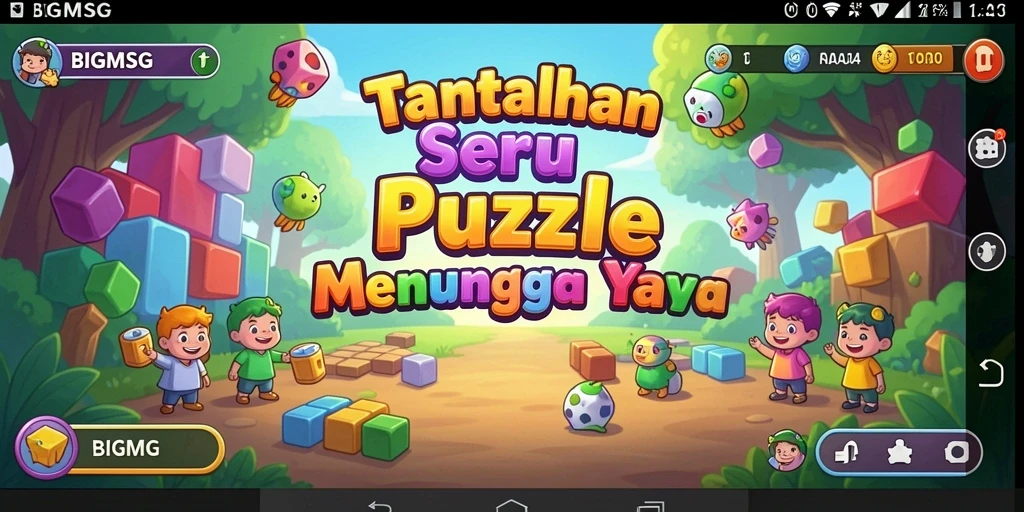 Tampilan gameplay seru dari game puzzle BIGMSG.