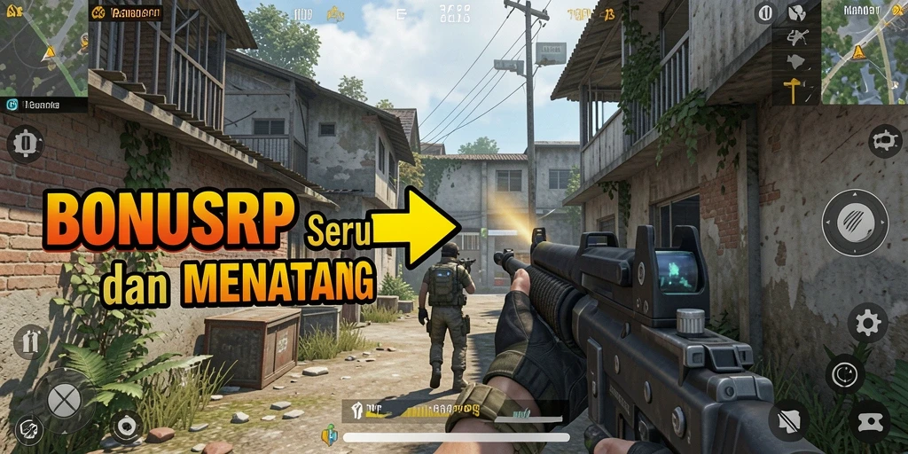 Screenshot utama BONUSRP menampilkan aksi tembak-menembak yang mendebarkan.