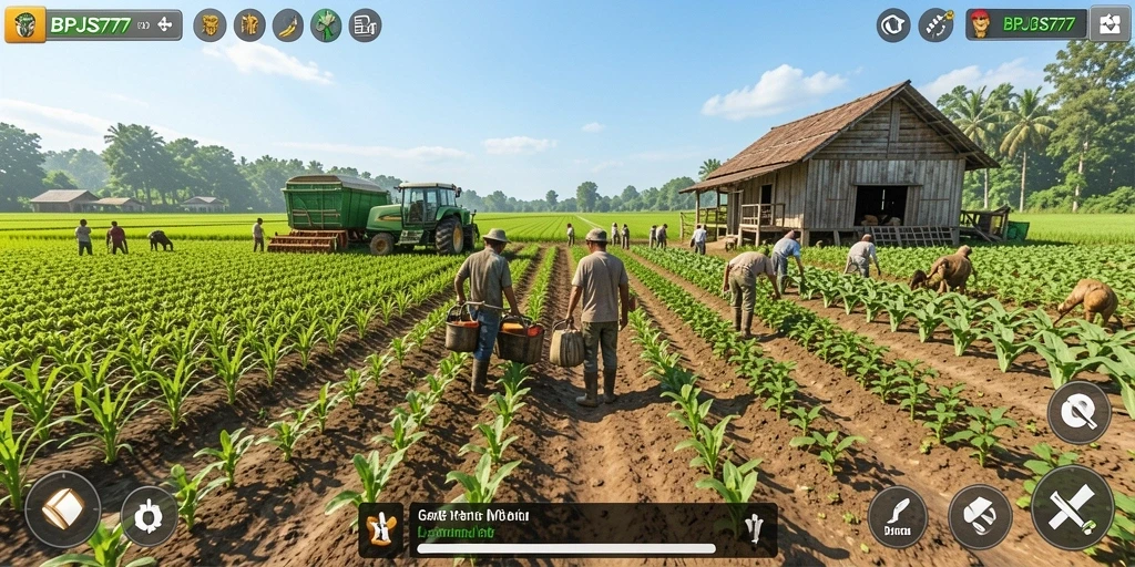 Tampilan gameplay <strong>BPJS777</strong> yang menarik dengan berbagai tanaman dan hewan.