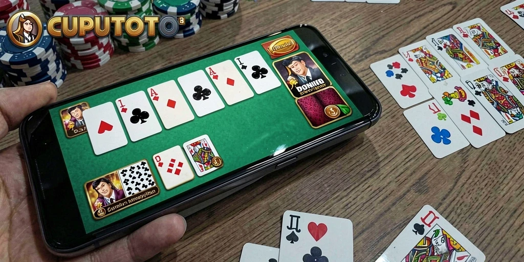 Screenshot CUPUTOTO menampilkan gameplay Domino yang seru dan interaktif.