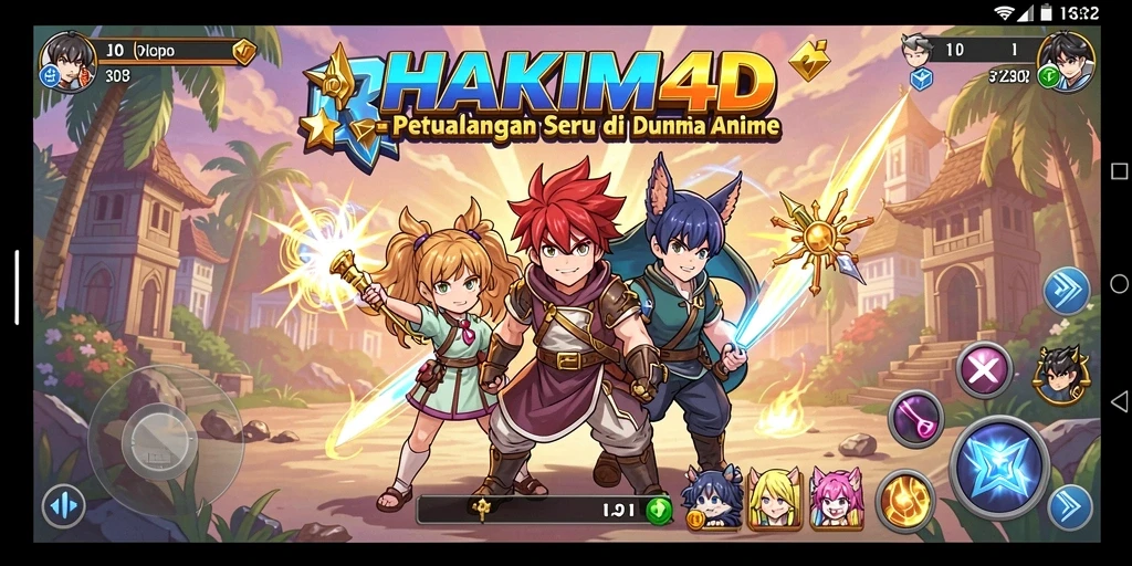 Tampilan gameplay HAKIM4D dengan karakter anime yang memukau.