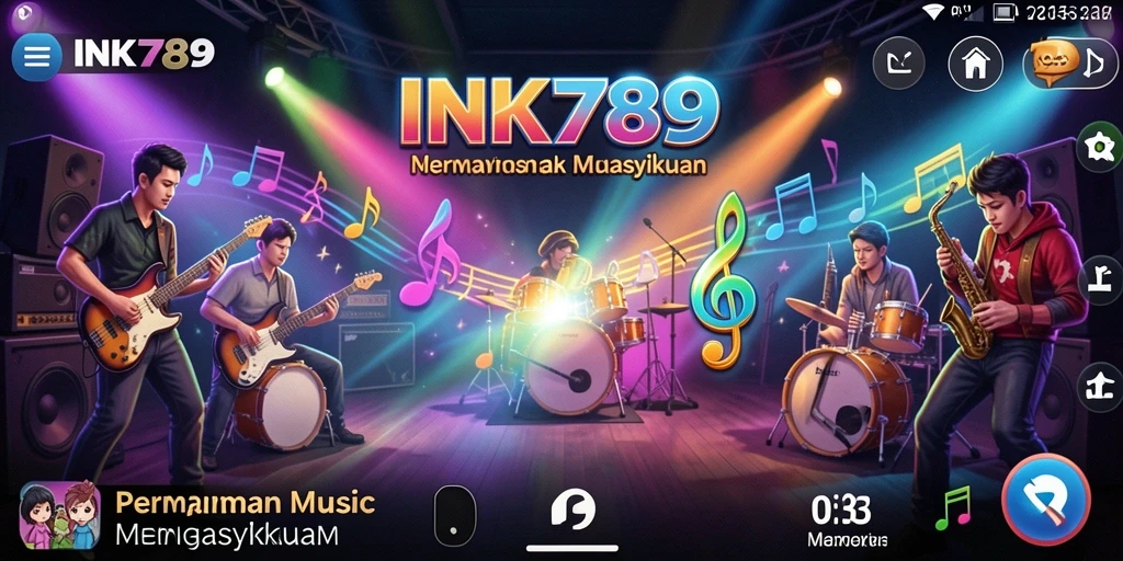 Tampilan gameplay INK789 dengan alat musik yang interaktif dan menyenangkan.