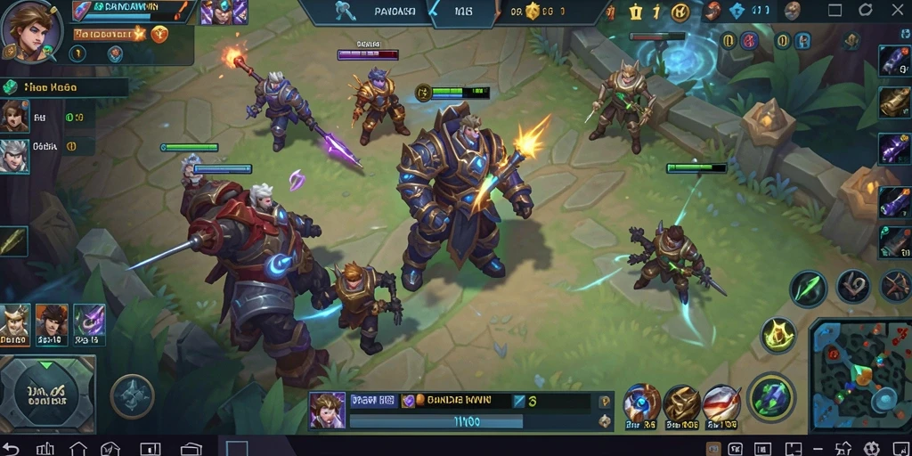 Tampilan gameplay seru di PANDAWIN dengan aksi MOBA yang intens.