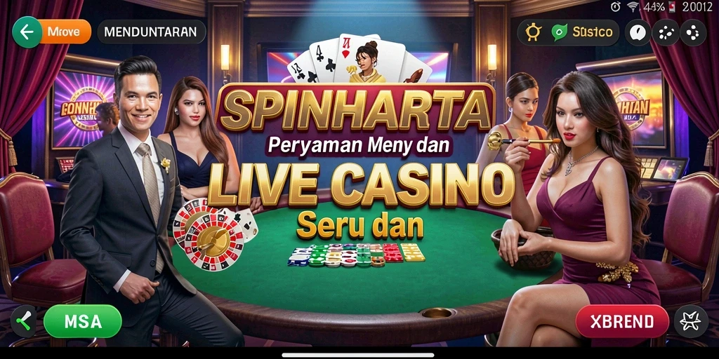 Tampilan gameplay Live Casino SPINHARTA yang menarik dan interaktif.