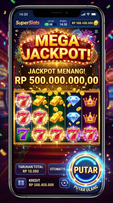 Screenshot antarmuka pengguna superslots yang menarik.